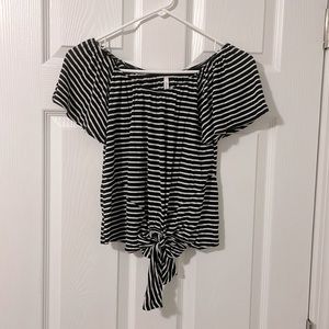 Striped shirt sleeve crop top